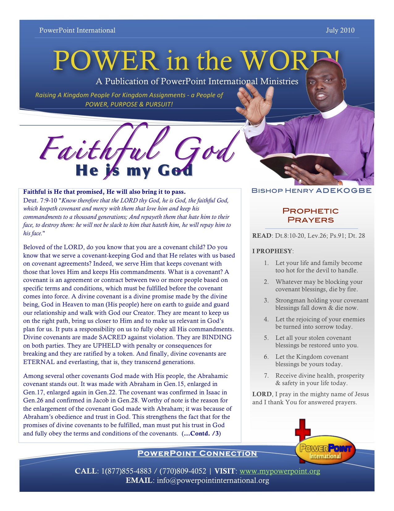 POWER IN THE WORD JULY 2010 NEWSLETTER